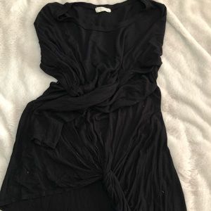 Long Black Front Knotted Tunic